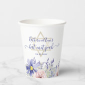 Elegant Pink Purple Floral Bat Mitzvah 紙コップ (正面)