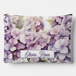 Elegant pink purple watercolor hydrangeas  アクセサリーポーチ