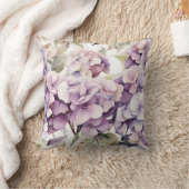 Elegant pink purple watercolor hydrangeas  クッション (ブランケット)