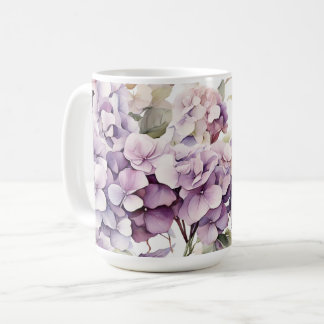 Elegant pink purple watercolor hydrangeas  コーヒーマグカップ