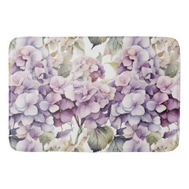 Elegant pink purple watercolor hydrangeas  バスマット