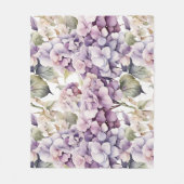 Elegant pink purple watercolor hydrangeas  フリースブランケット (正面)