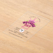 Elegant Pink Queen Crown Happy mothers day Brunch  アクリル招待状 (レイダウン)