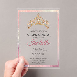 Elegant Pink Quinceanera 15th Birthday アクリル招待状