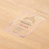 Elegant Pink Quinceanera 15th Birthday アクリル招待状 (レイダウン)