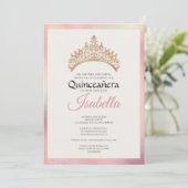 Elegant Pink Quinceanera 15th Birthday 招待状 (スタンド正面)