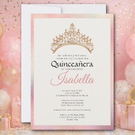 Elegant Pink Quinceanera 15th Birthday 招待状