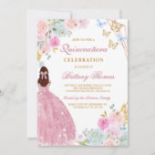 Elegant Pink Quinceañera Invitation 招待状 (正面)