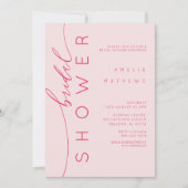 Elegant Pink & Red Bridal Shower Invitation 招待状 (正面)
