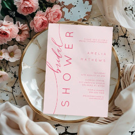 Elegant Pink & Red Bridal Shower Invitation 招待状