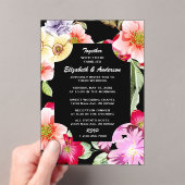 Elegant Pink Red Floral Watercolor Wedding         アクリル招待状 (インサイチュ (ポータブル))