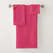 Elegant Pink Red Hearts Valentine Bath Towel バスタオルセット (インサイチュ)