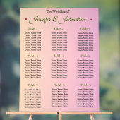Elegant Pink Red Hearts Wedding Seating Chart アクリルサイン (ニュートラル)