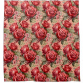 Elegant Pink Red Roses Shower Curtain シャワーカーテン (正面)