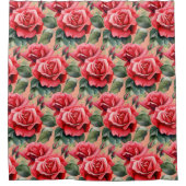 Elegant Pink Red Roses Shower Curtain シャワーカーテン (正面)