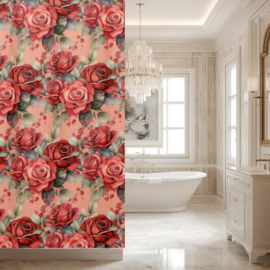 Elegant Pink Red Roses Shower Curtain シャワーカーテン