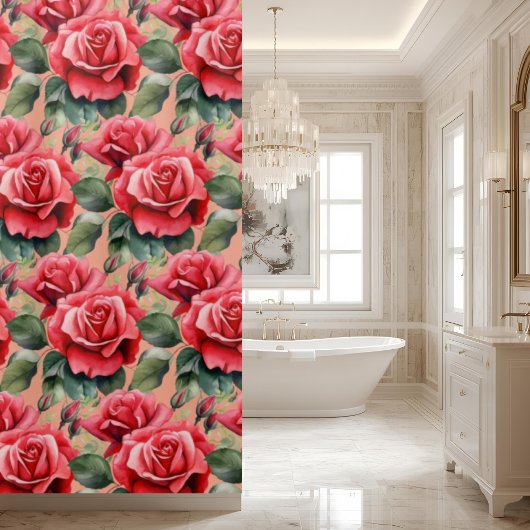 Elegant Pink Red Roses Shower Curtain シャワーカーテン