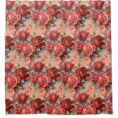 Elegant Pink Red Roses Shower Curtain シャワーカーテン (正面)