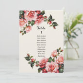 Elegant pink red roses wedding seating chart card 招待状 (スタンド正面)