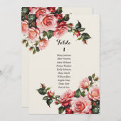 Elegant pink red roses wedding seating chart card 招待状 (正面/裏面)