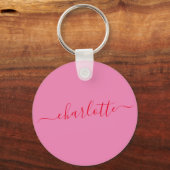 Elegant Pink Red Script Modern Name Personalized キーホルダー (裏面)