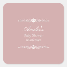 Elegant Pink Regency Style Baby Shower  スクエアシール