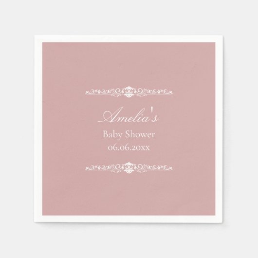 Elegant Pink Regency Style Baby Shower  スタンダードカクテルナプキン (正面)