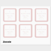 Elegant Pink Religious Cross Boy Baptism スクエアシール (シート)