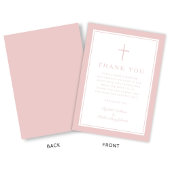 Elegant Pink Religious Cross Girl Baptism サンキューカード