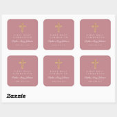 Elegant Pink Religious Cross Girl First Communion  スクエアシール (シート)