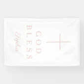 Elegant Pink Religious Cross Girl God Bless 横断幕 (横)
