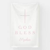 Elegant Pink Religious Cross Girl God Bless 横断幕 (縦)