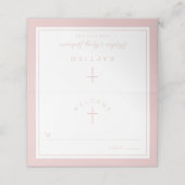 Elegant Pink Religious Girl Baptism プレイスカード (外部開封)