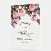 Elegant Pink Romantic 3D Roses Wedding アクリルサイン (傾斜)