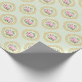 Elegant Pink Rose and Gold Frame ラッピングペーパー (角)