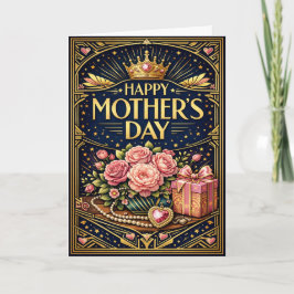 Elegant Pink Rose Art Deco Mothers Day シーズンカード