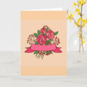 Elegant Pink Rose Floral Bouquet カード (黄色い花)