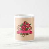 Elegant Pink Rose Floral Bouquet コーヒーマグカップ (中央)