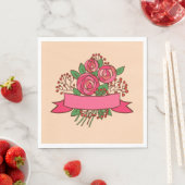 Elegant Pink Rose Floral Bouquet スタンダードランチョンナプキン (インサイチュ)