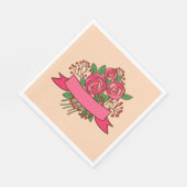 Elegant Pink Rose Floral Bouquet スタンダードランチョンナプキン (角)