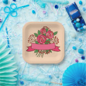 Elegant Pink Rose Floral Bouquet ペーパープレート (パーティー)