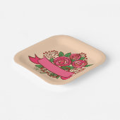 Elegant Pink Rose Floral Bouquet ペーパープレート (傾斜あり)