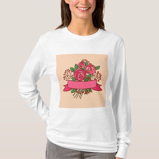 Elegant Pink Rose Floral Bouquet Tシャツ (正面)