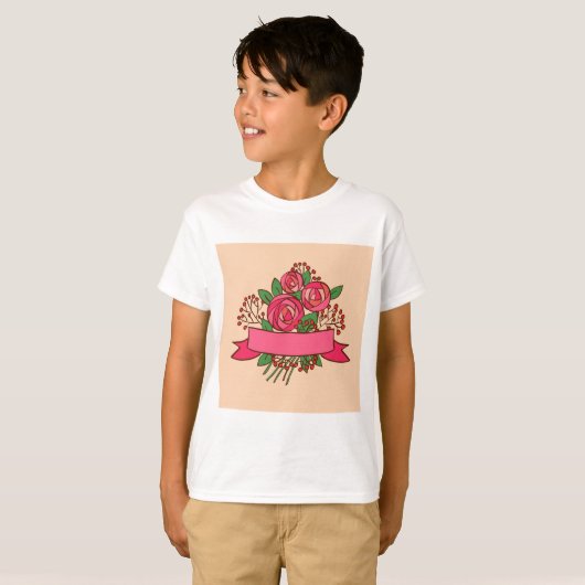 Elegant Pink Rose Floral Bouquet Tシャツ (正面フル)