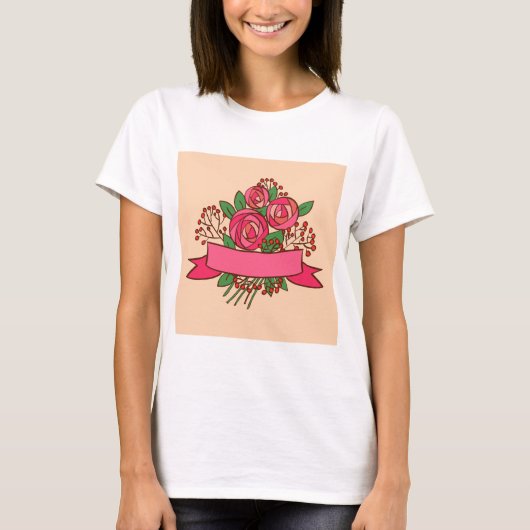 Elegant Pink Rose Floral Bouquet Tシャツ (正面)