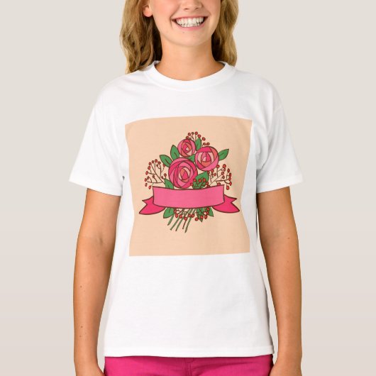 Elegant Pink Rose Floral Bouquet Tシャツ (正面)