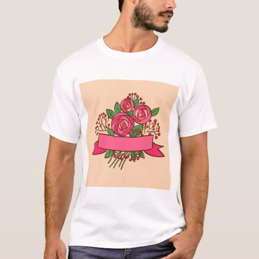 Elegant Pink Rose Floral Bouquet Tシャツ (正面)