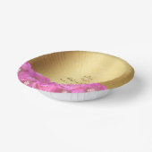 Elegant Pink Rose Floral Gold Bat Mitzvah ペーパーボウル (傾斜あり)