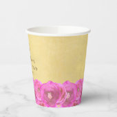 Elegant Pink Rose Floral Gold Bat Mitzvah 紙コップ (左)