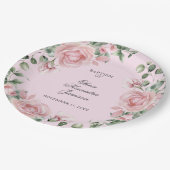 Elegant Pink Rose Girl's Baptism ペーパープレート (アングル)